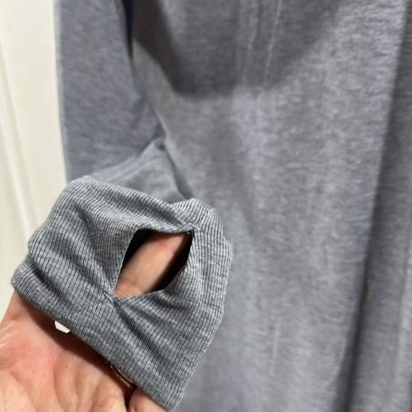 Athleta Gray Cowl Neck Long Sleeve Thermal Hooded Top with Thumb Holes - Picture 2 of 10